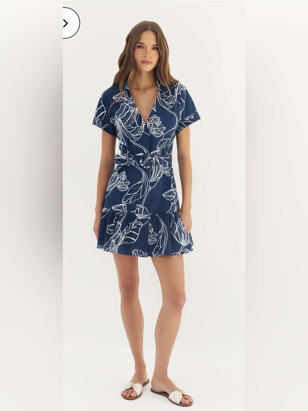 Hutch Birgin Dramatic Vining Dress - Navy/White Size M $249